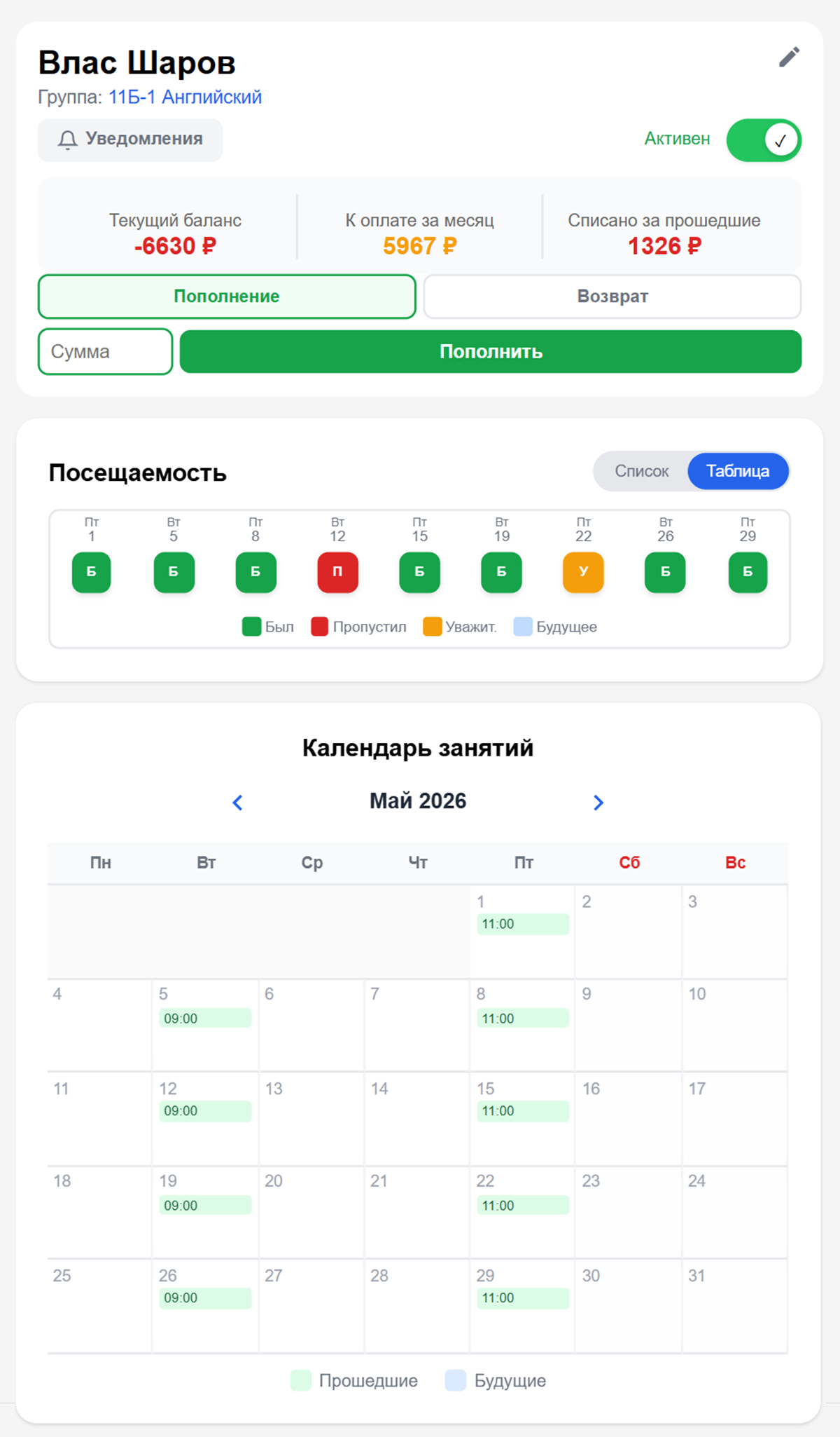 Группы и ученики
